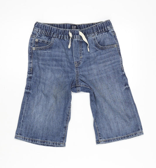 Gap Girls Blue 100% Cotton Bermuda Shorts Size 10-11 Years L11 in Extra-Slim