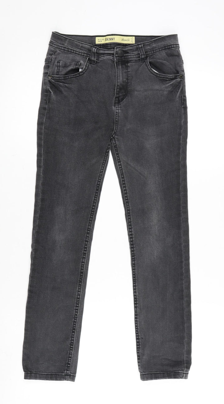 Denim & Co. Girls Grey 100% Polyester Skinny Jeans Size 10-11 Years L24.5 in Regular