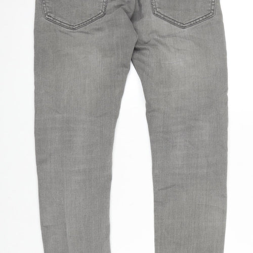 Topman Mens Grey Cotton Blend Skinny Jeans Size 28 in L30 in Regular