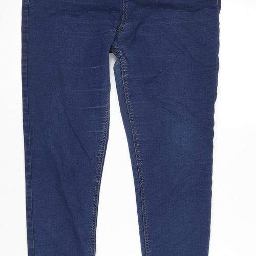 M&S Womens Blue Cotton Blend Jegging Jeans Size 14 L27.5 in Regular