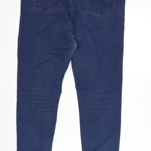 M&S Womens Blue Cotton Blend Jegging Jeans Size 14 L27.5 in Regular