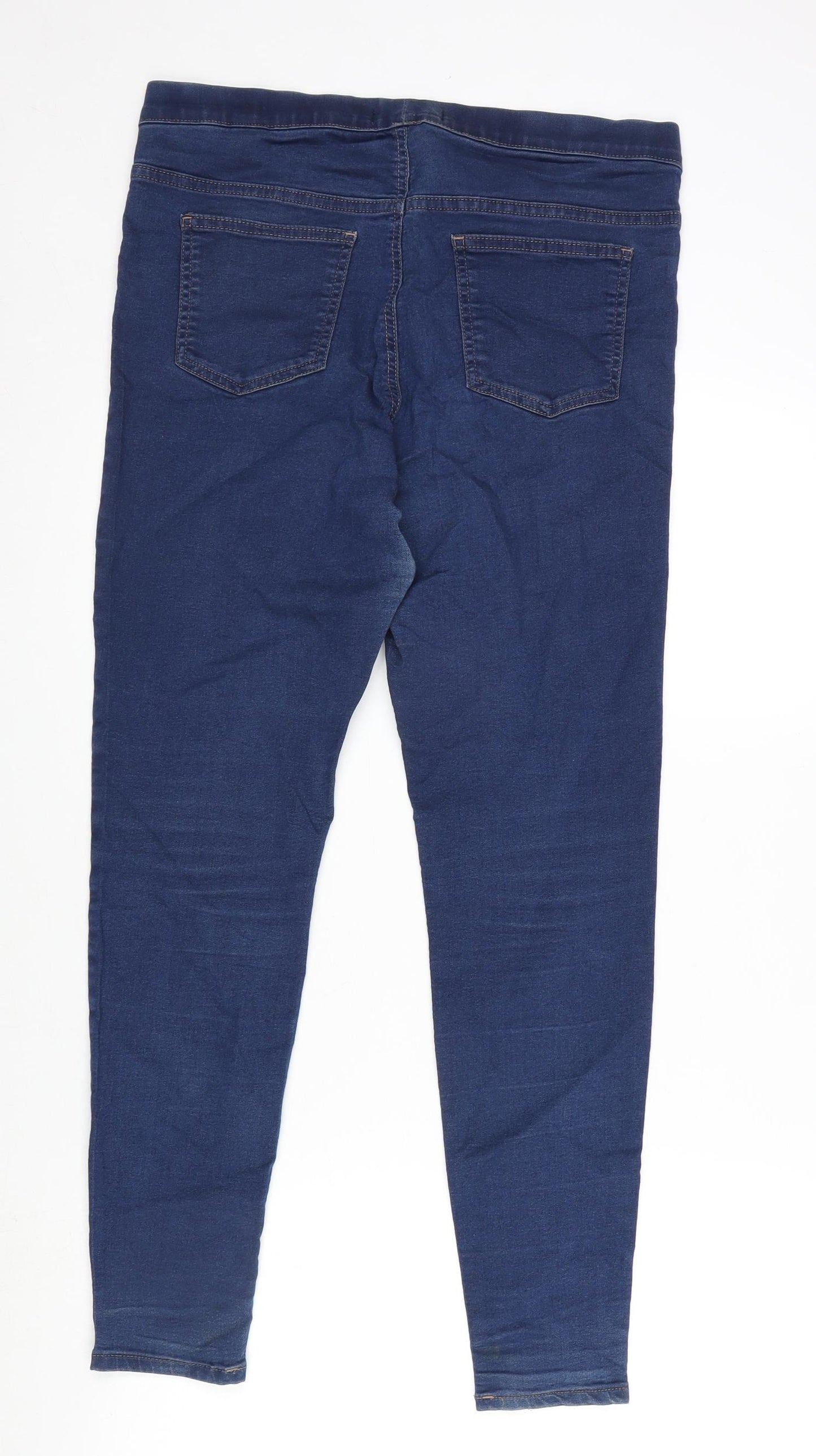 M&S Womens Blue Cotton Blend Jegging Jeans Size 14 L27.5 in Regular