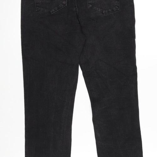 Love Jeans Womens Grey Cotton Blend Straight Jeans Size 30 in L27 in Regular Zip - Lace Up Detail