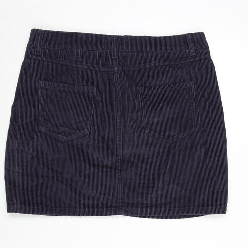 NEXT Womens Blue Cotton A-Line Skirt Size 14 Zip