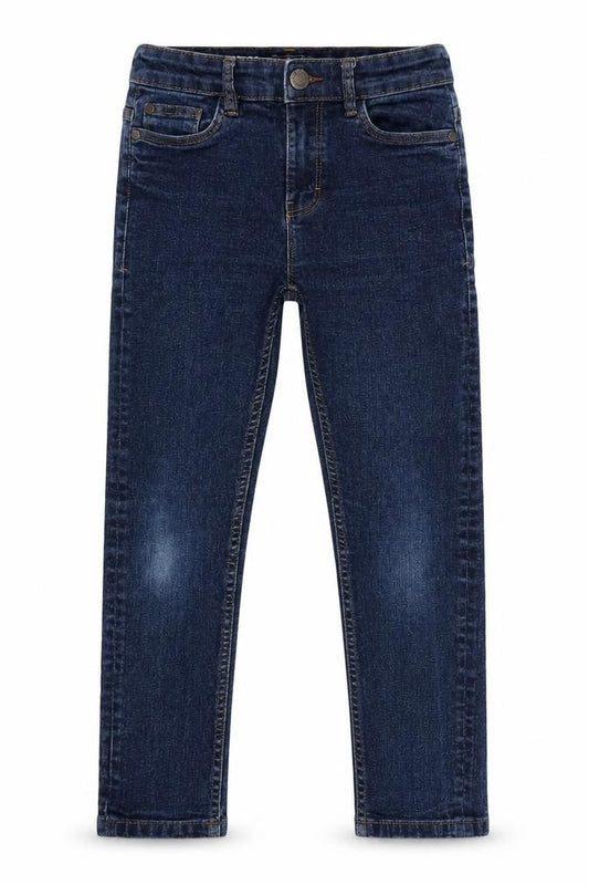 Front view of Next girls’ blue cotton skinny jeans, size 9, years, 20-inch leg regular zip