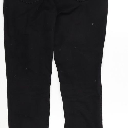 Monki Womens Black Cotton Blend Straight Jeans Size 31 in L30 in Slim Zip
