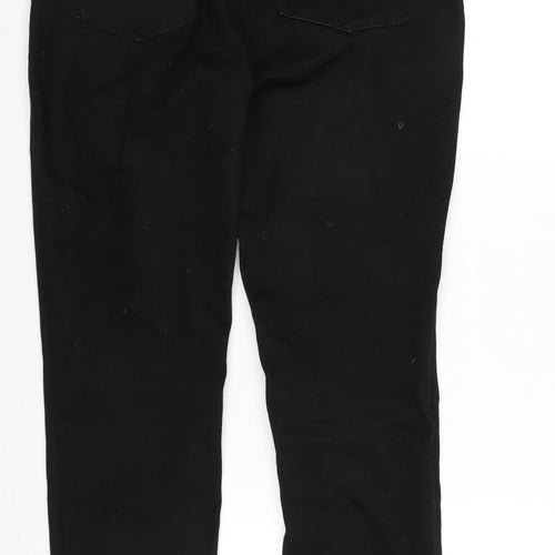 Monki Womens Black Cotton Blend Straight Jeans Size 31 in L30 in Slim Zip
