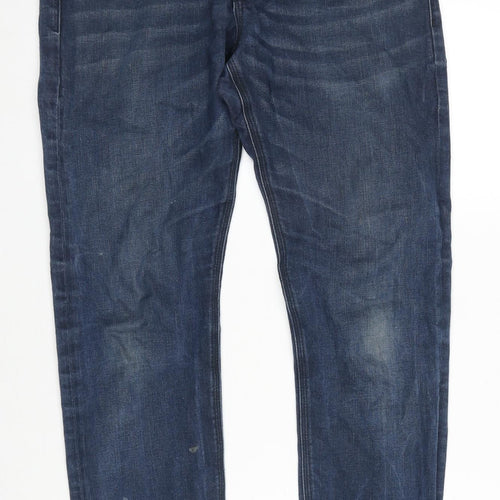 Scotch & Soda Mens Blue Cotton Blend Straight Jeans Size 32 in L30 in Regular Button