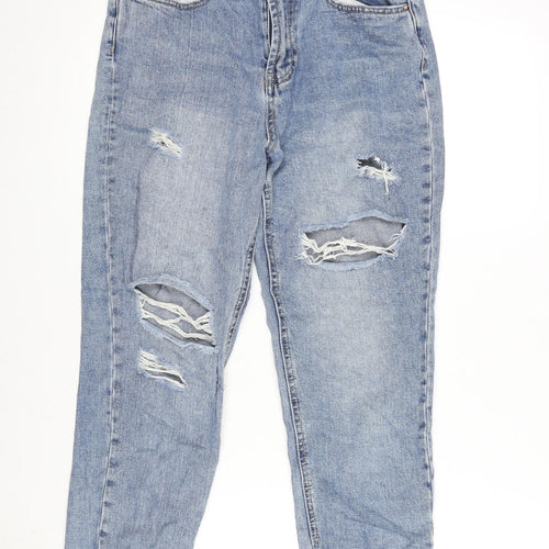 New Look Womens Blue Cotton Cropped Jeans Size 8 L24 in Regular Zip