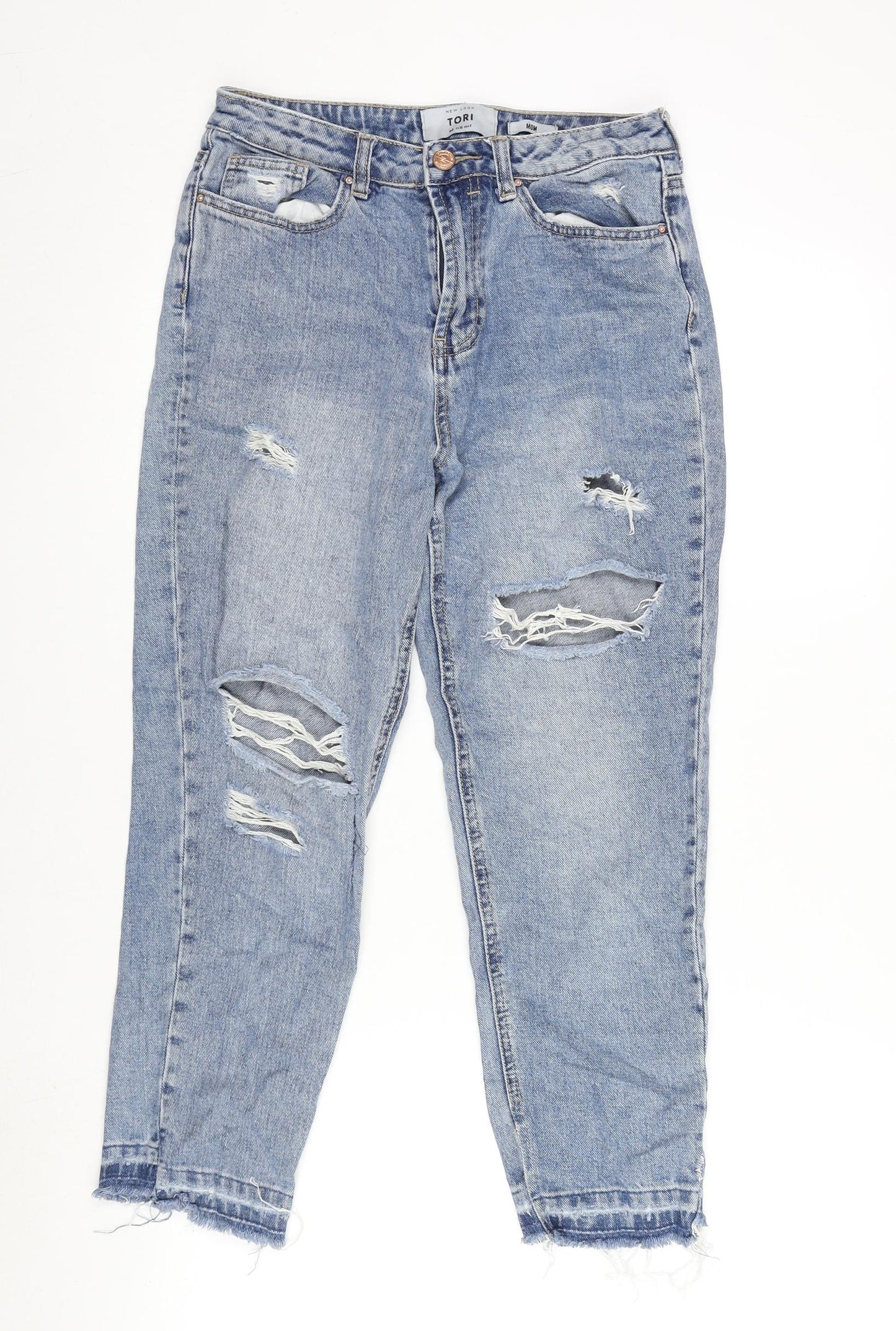 New Look Womens Blue Cotton Cropped Jeans Size 8 L24 in Regular Zip