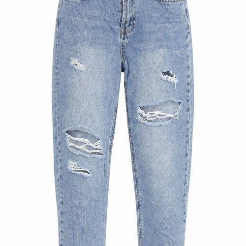 New Look Womens Blue Cotton Cropped Jeans Size 8 L24 in Regular Zip