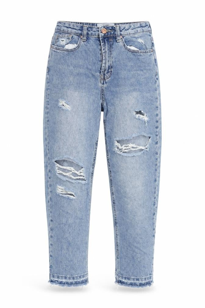 New Look Womens Blue Cotton Cropped Jeans Size 8 L24 in Regular Zip