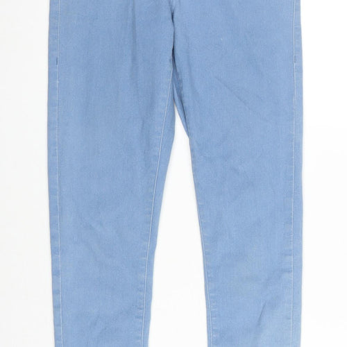 Topshop Womens Blue Cotton Blend Straight Jeans Size 28 in L32 in Regular Zip