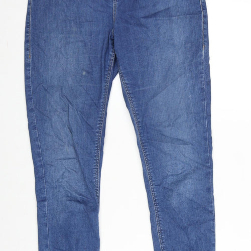 Topshop Womens Blue Cotton Blend Straight Jeans Size 30 in L32 in Regular