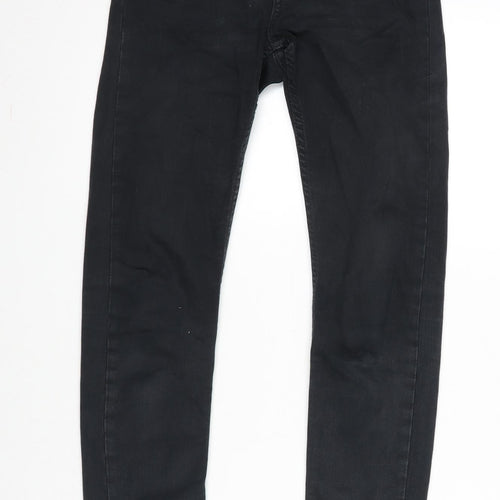 Topshop Womens Black Cotton Blend Straight Jeans Size 25 in L30 in Regular Zip