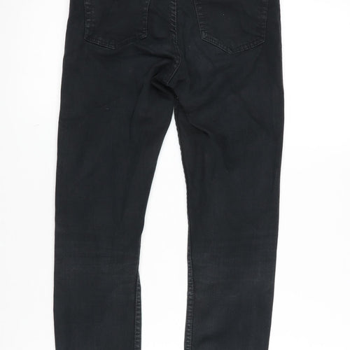 Topshop Womens Black Cotton Blend Straight Jeans Size 25 in L30 in Regular Zip