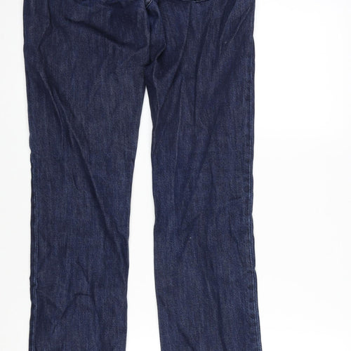 Current/Elliott Womens Blue Cotton Blend Straight Jeans Size 28 in L33 in Regular Zip