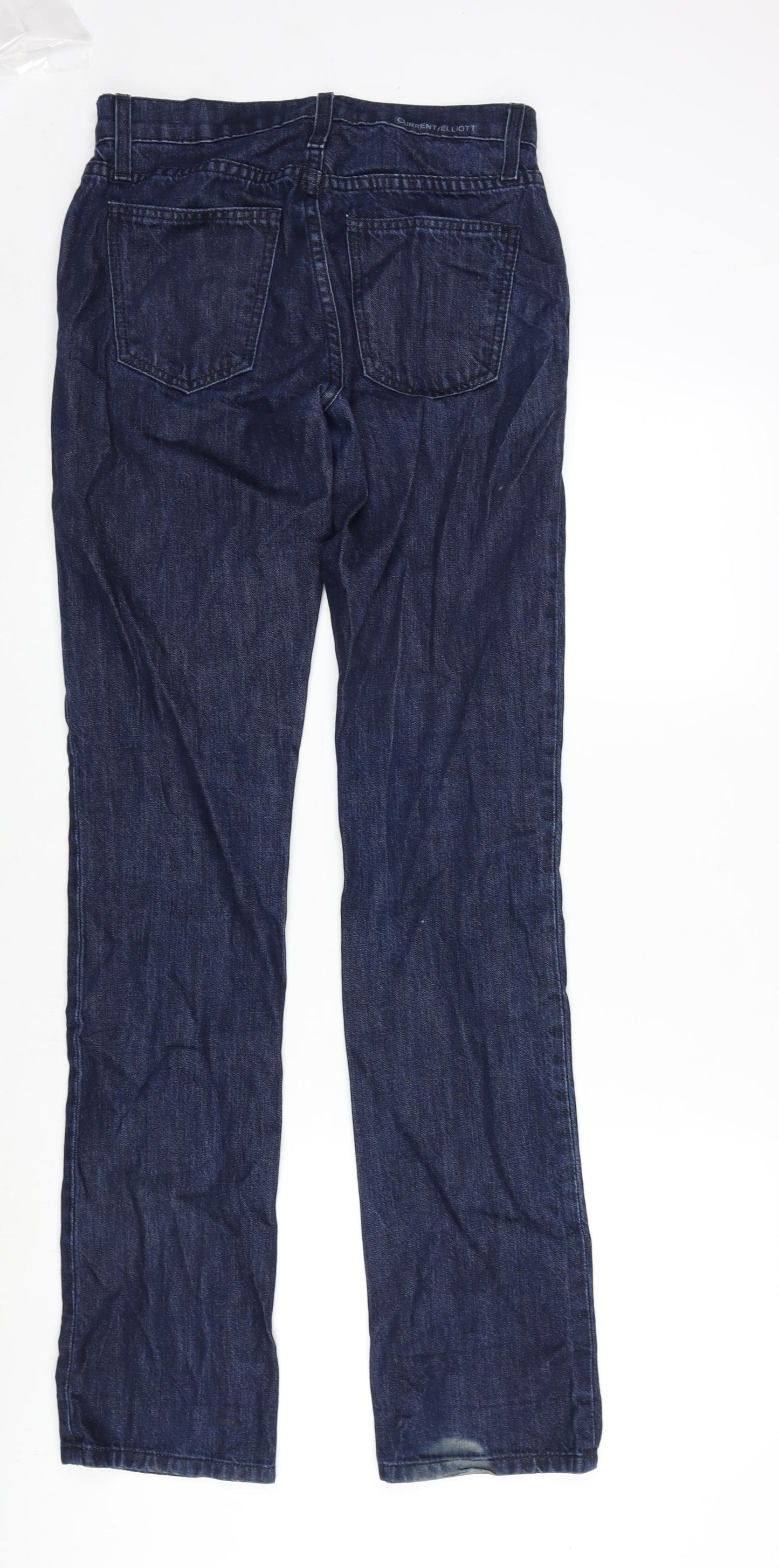 Current/Elliott Womens Blue Cotton Blend Straight Jeans Size 28 in L33 in Regular Zip