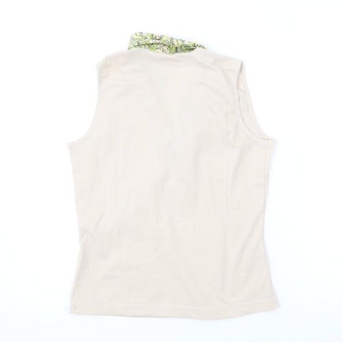 Lady Womens Beige Polyester Basic Tank Size M Collared