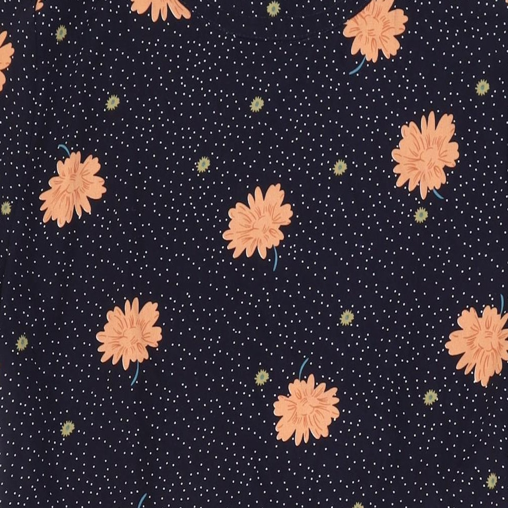 Sweewe Womens Blue Polka Dot Polyester Mini Size M Round Neck Button