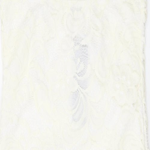 Lustre Womens White Floral Polyester Bodycon Size 10 Halter Pullover
