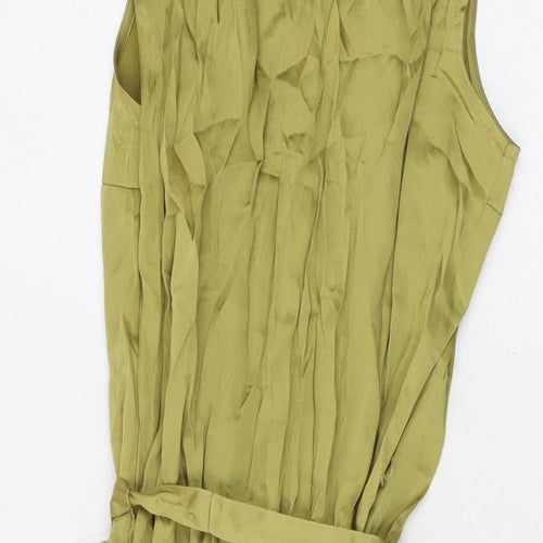 Marks and Spencer Womens Green Polyester A-Line Size 8 Scoop Neck Zip