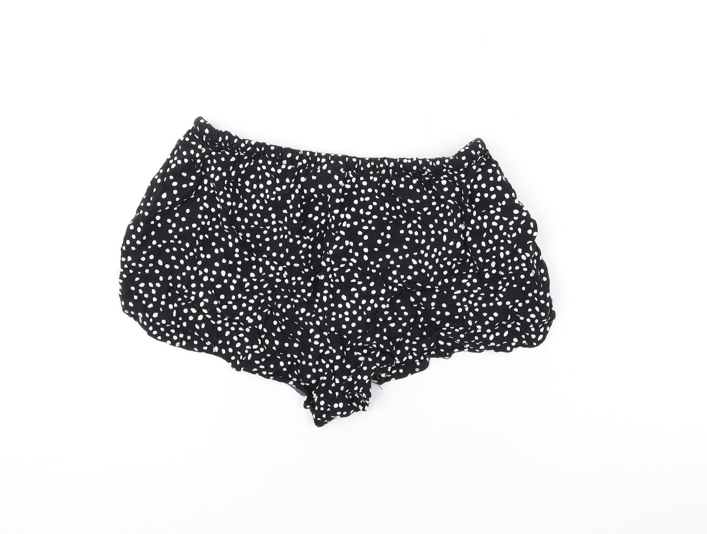 Divided by H&M Womens Black Polka Dot Viscose Basic Shorts Size 8 Regular Drawstring