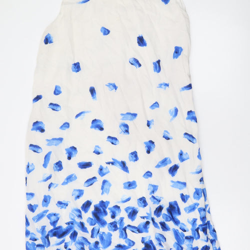 Toast Womens White Floral Viscose Tank Dress Size 16 Round Neck Pullover