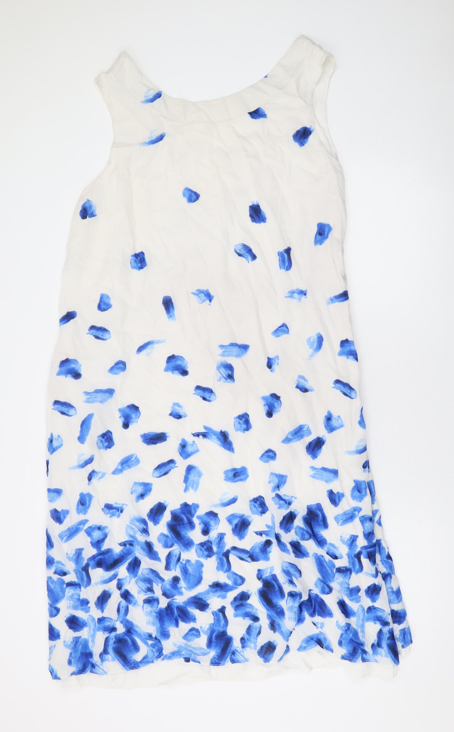 Toast Womens White Floral Viscose Tank Dress Size 16 Round Neck Pullover