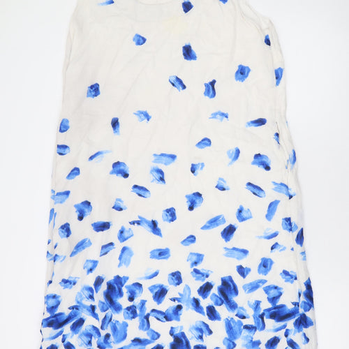 Toast Womens White Floral Viscose Tank Dress Size 16 Round Neck Pullover
