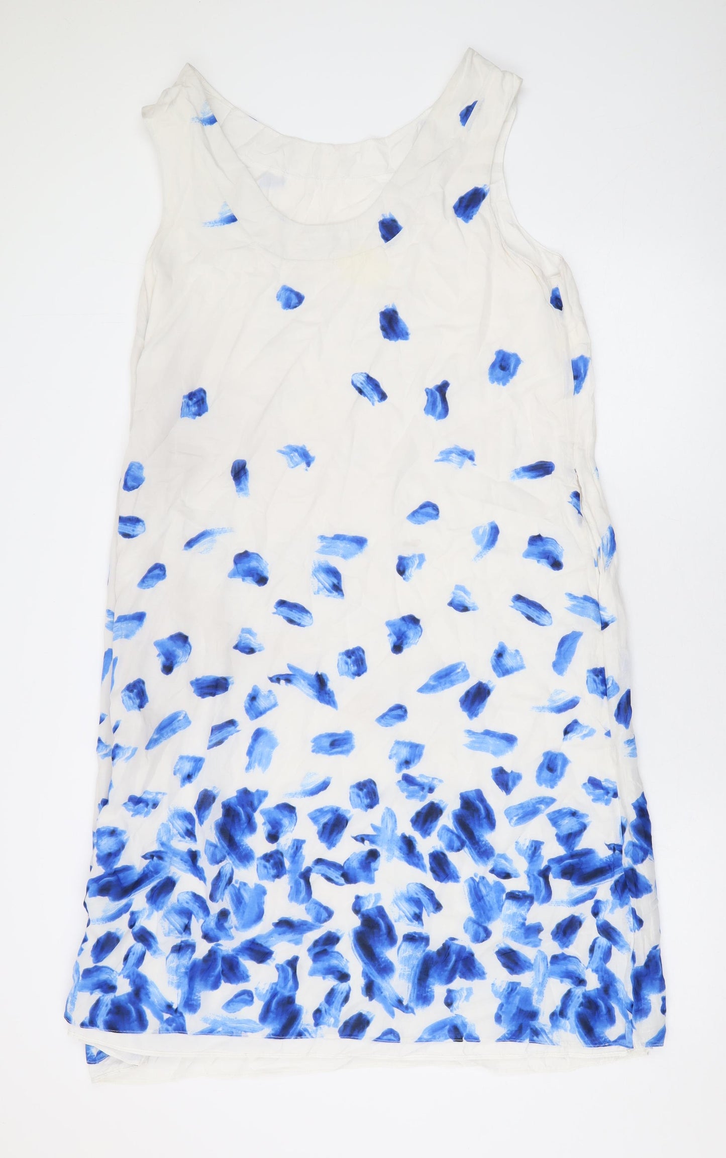 Toast Womens White Floral Viscose Tank Dress Size 16 Round Neck Pullover