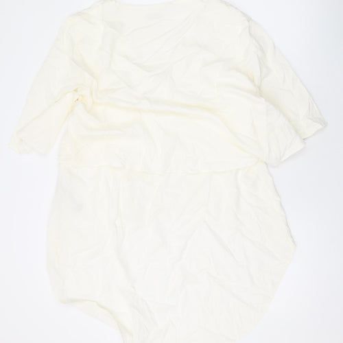 Zara Womens Ivory Lyocell Basic Blouse Size S V-Neck