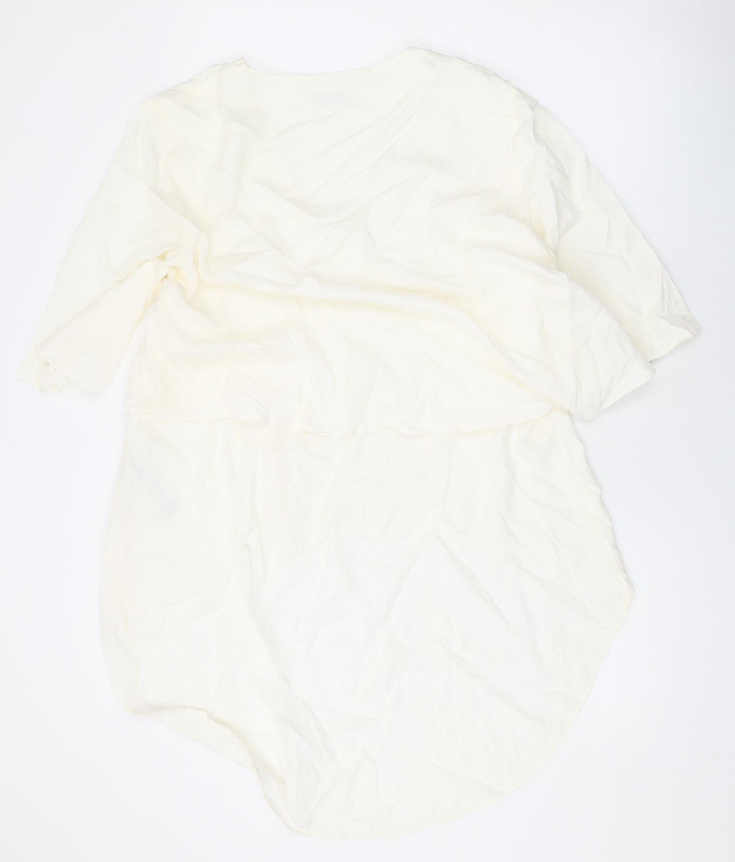 Zara Womens Ivory Lyocell Basic Blouse Size S V-Neck