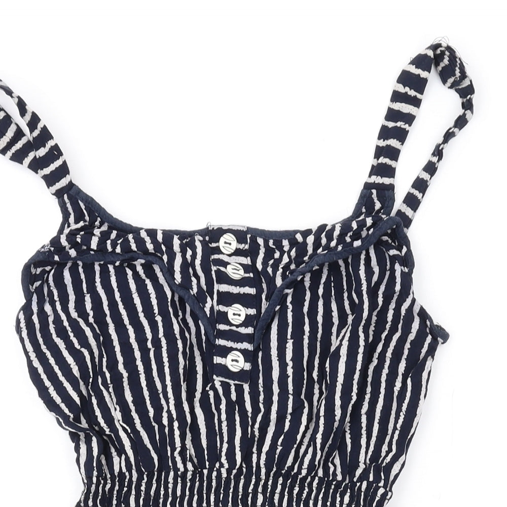 Apricot Womens Blue Striped Viscose Mini Size XS Square Neck Button