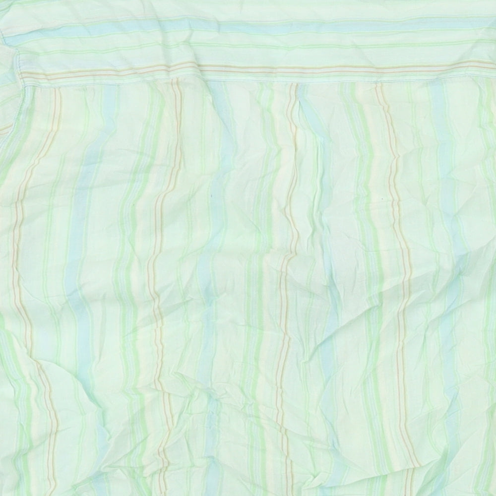 TSW Womens Green Striped Cotton Basic Button-Up Size 14 Collared