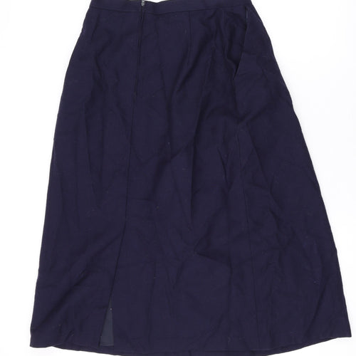 Marks and Spencer Womens Blue Wool Swing Skirt Size 14 Zip