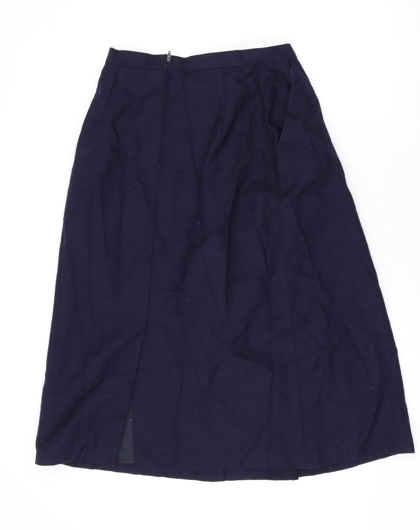 Marks and Spencer Womens Blue Wool Swing Skirt Size 14 Zip