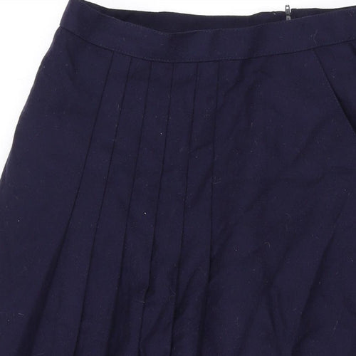 Marks and Spencer Womens Blue Wool Swing Skirt Size 14 Zip