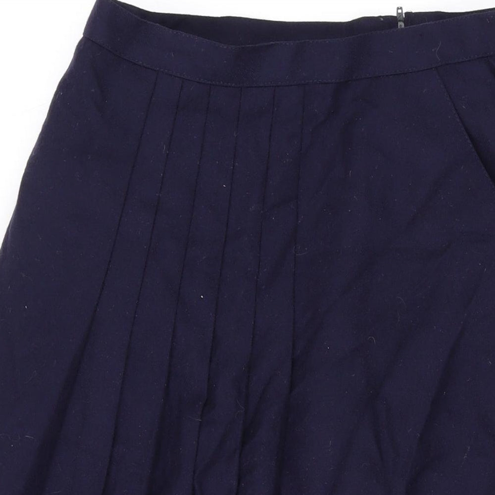 Marks and Spencer Womens Blue Wool Swing Skirt Size 14 Zip