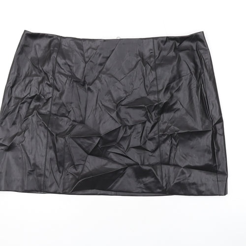 Marks and Spencer Womens Black Polyester Mini Skirt Size 22 Zip