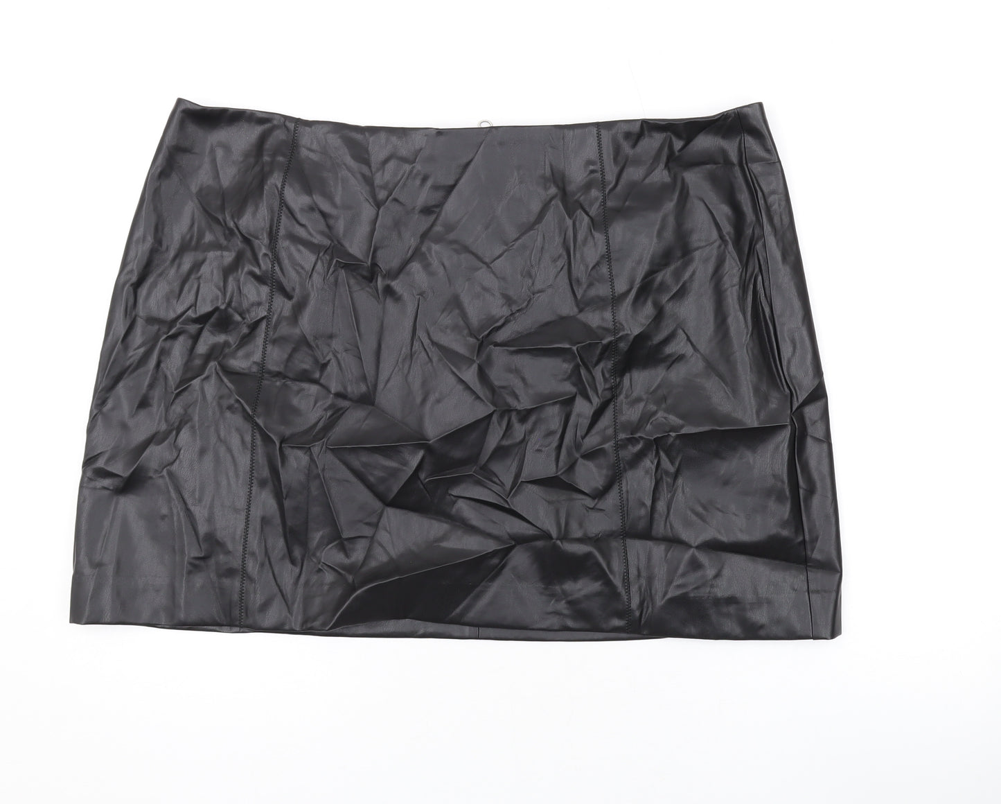 Marks and Spencer Womens Black Polyester Mini Skirt Size 22 Zip