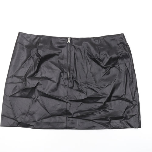 Marks and Spencer Womens Black Polyester Mini Skirt Size 22 Zip