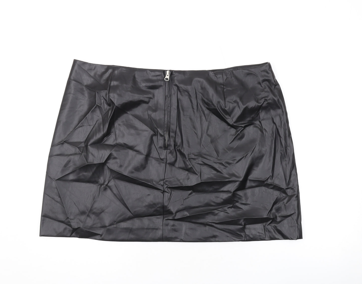 Marks and Spencer Womens Black Polyester Mini Skirt Size 22 Zip