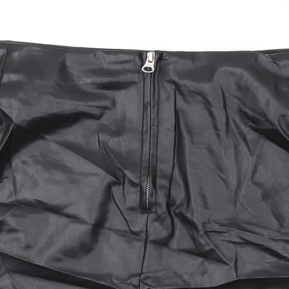 Marks and Spencer Womens Black Polyester Mini Skirt Size 22 Zip