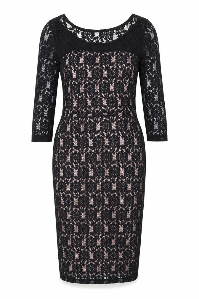 Dorothy Perkins Womens Black Floral Polyester Bodycon Size 14 Round Neck Zip
