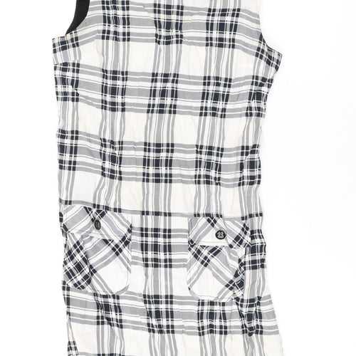 Dorothy Perkins Womens Ivory Plaid Polyester Tank Dress Size 12 Scoop Neck Pullover