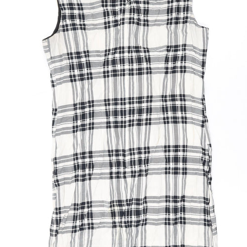 Dorothy Perkins Womens Ivory Plaid Polyester Tank Dress Size 12 Scoop Neck Pullover