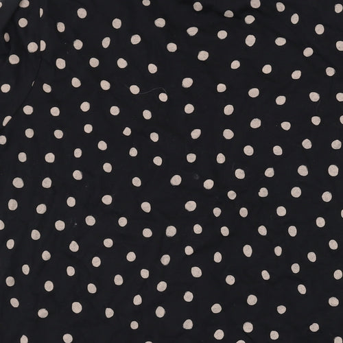 Zara Womens Black Polka Dot Cotton Basic T-Shirt Size S Round Neck