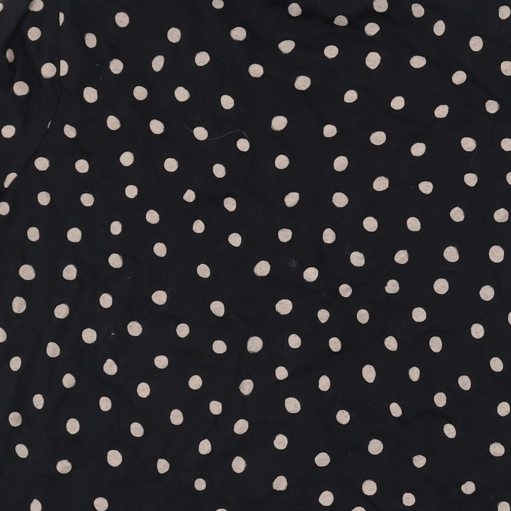 Zara Womens Black Polka Dot Cotton Basic T-Shirt Size S Round Neck