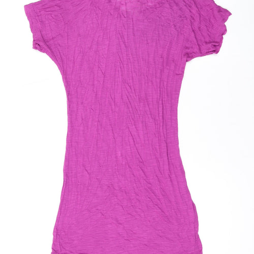 Select Womens Purple Polyester T-Shirt Dress Size 12 Scoop Neck Pullover